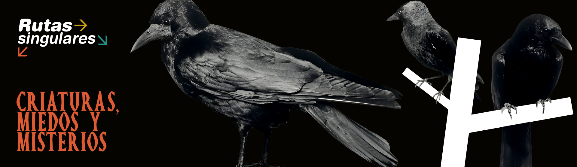 cartel que anuncia la ruta singular de "Criaturas, miedos y miesterios"