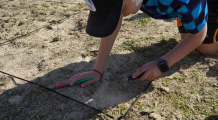 alumno excavando en el yacimiento de Somosaguas