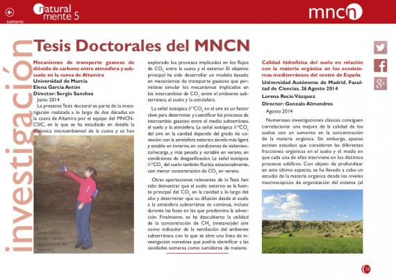 Portada de la sección "Tesis doctorales del MNCN" Naturalmente 05