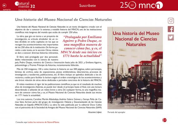 Una historia del Museo Nacional de Ciencias Naturales