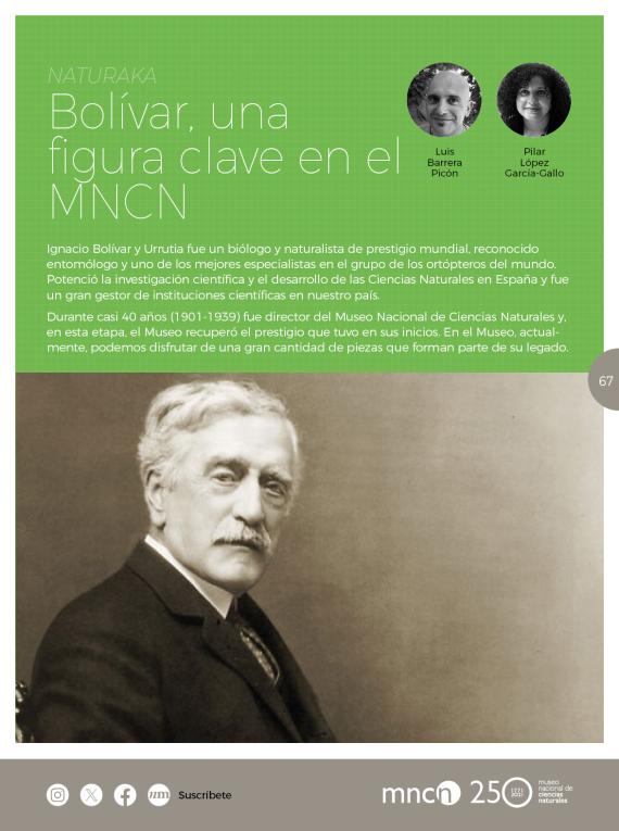 Naturaka. Bolívar, una figura clave en el MNCN