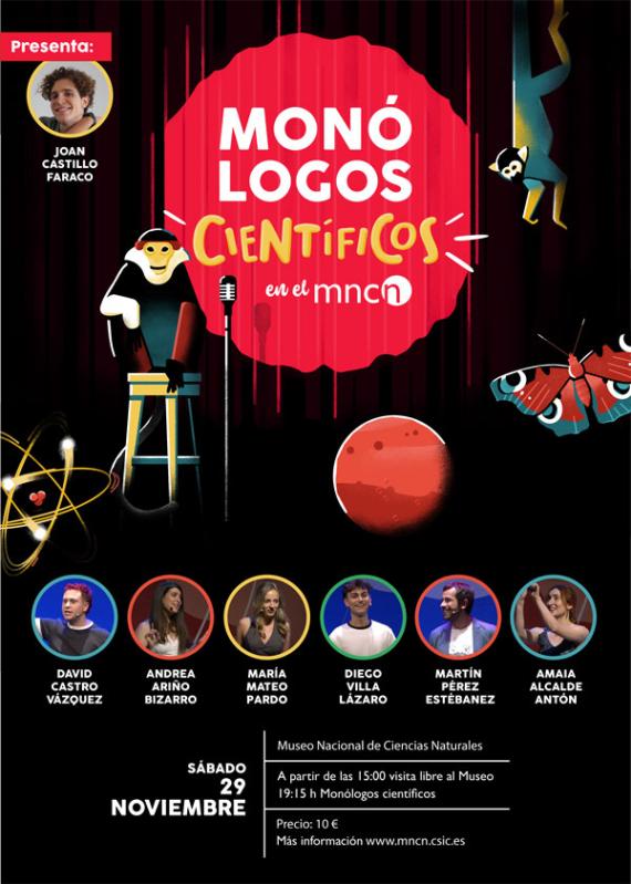 Póster de la noche de los Monólogos en el MNCN  