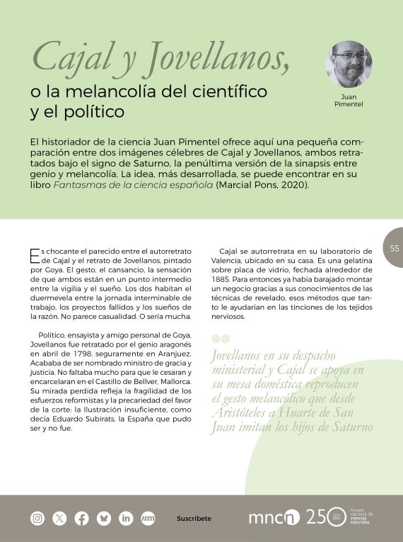 Cajal y Jovellanos, o la melancolía del científico y el político